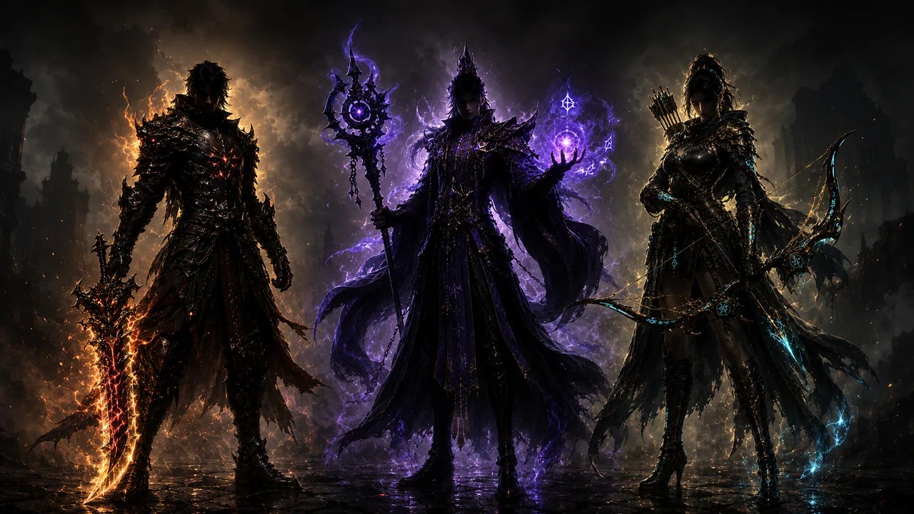 Three class silhouettes for Umbral Souls Online